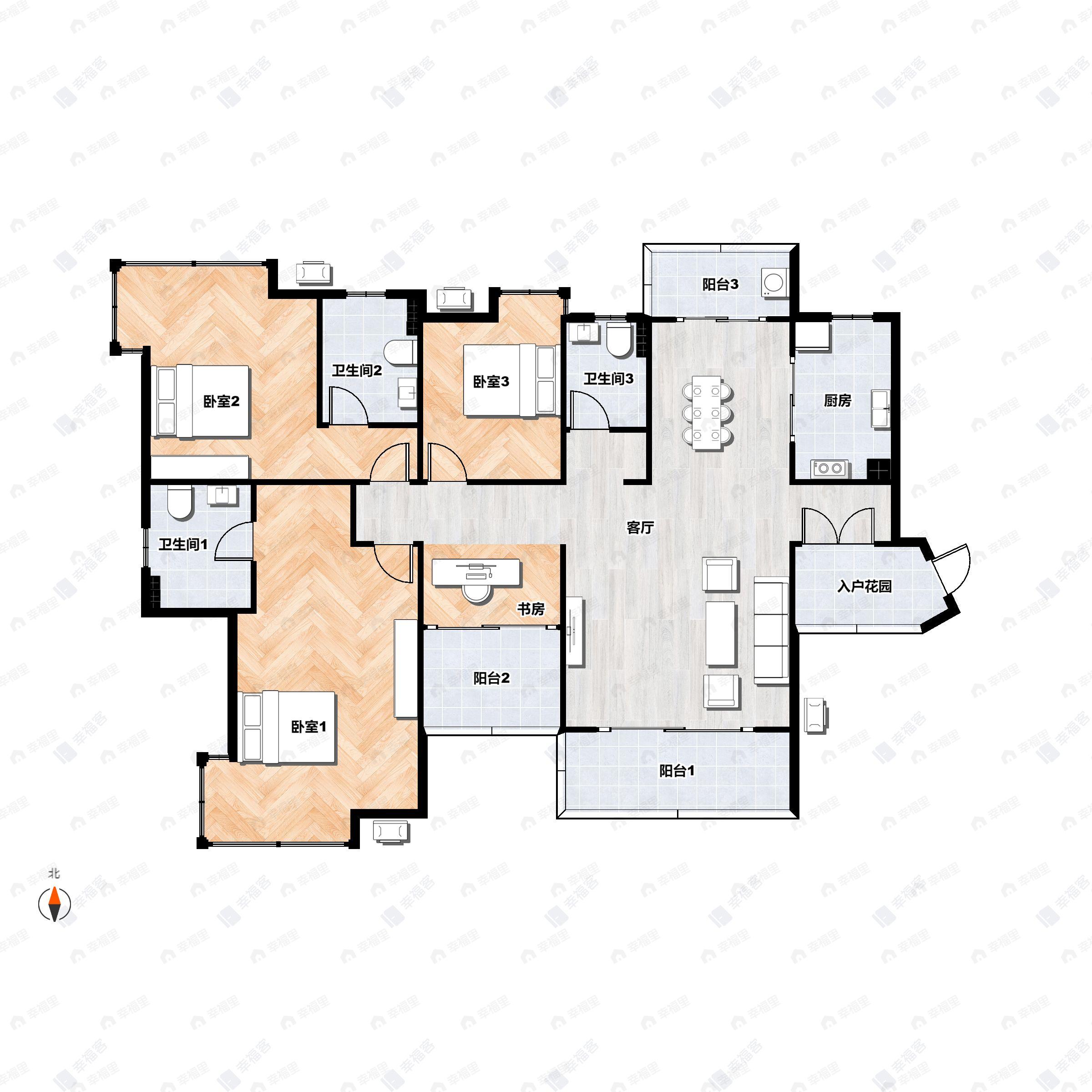 4室2厅2卫建面168平户型图