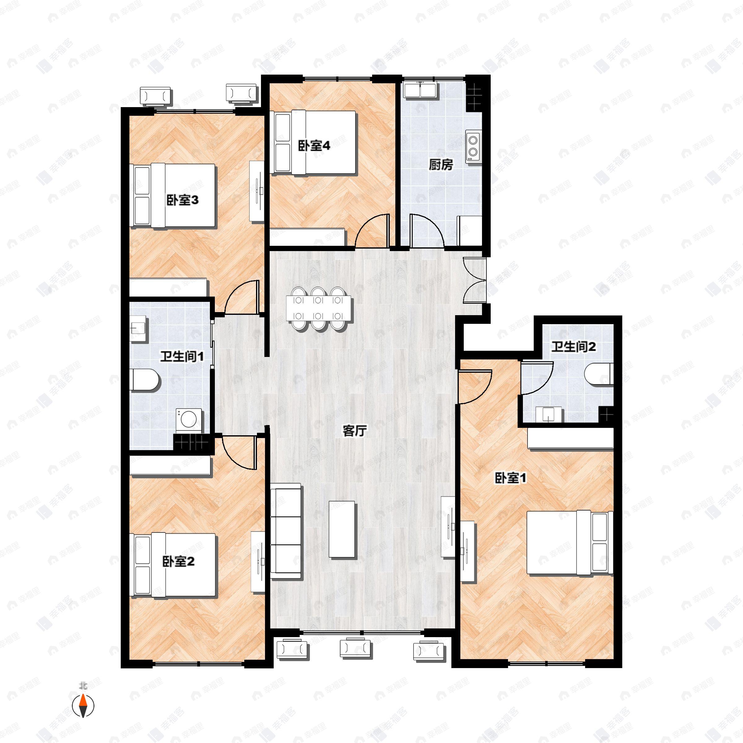 4室2厅2卫建面146平户型图