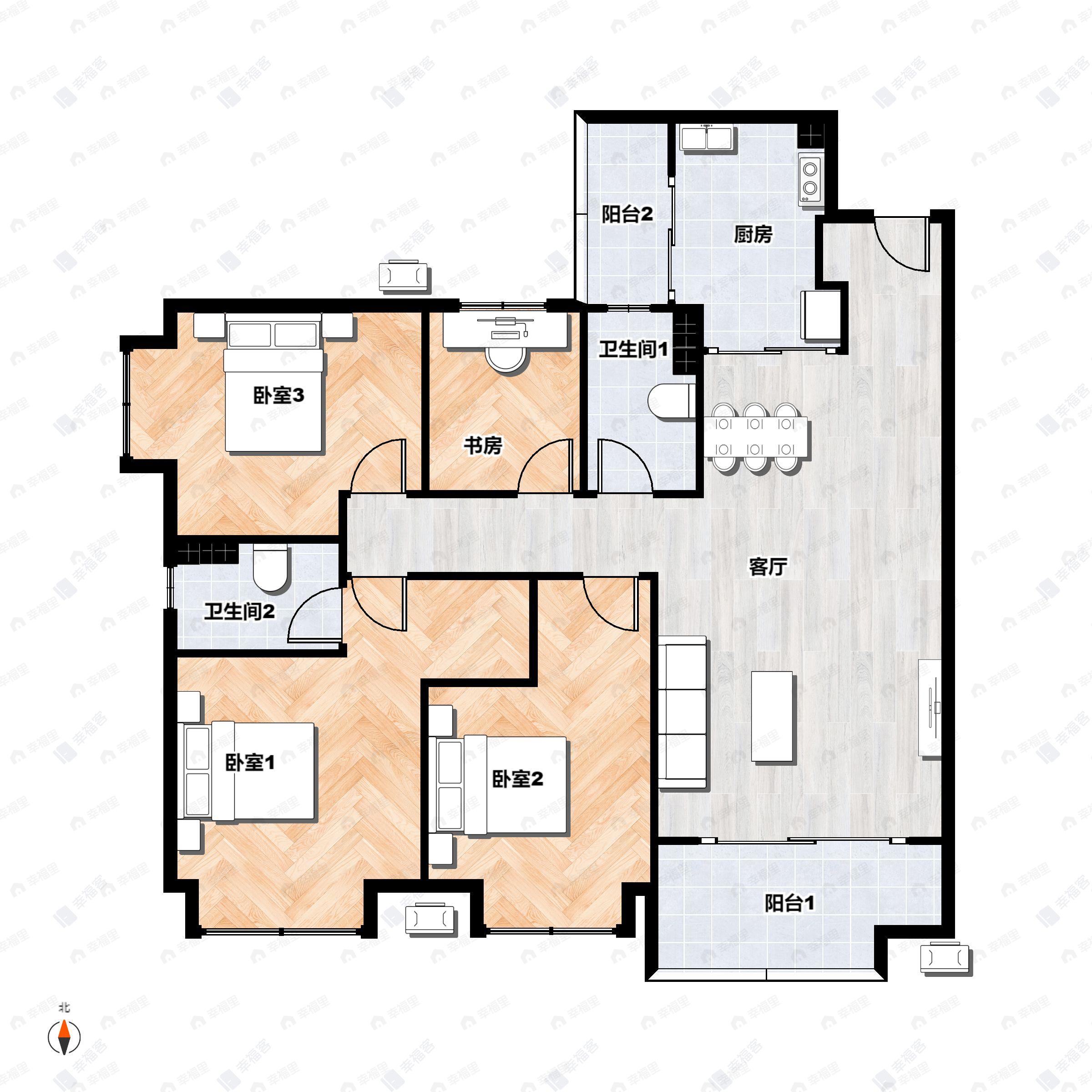 4室2厅2卫建面133平户型图