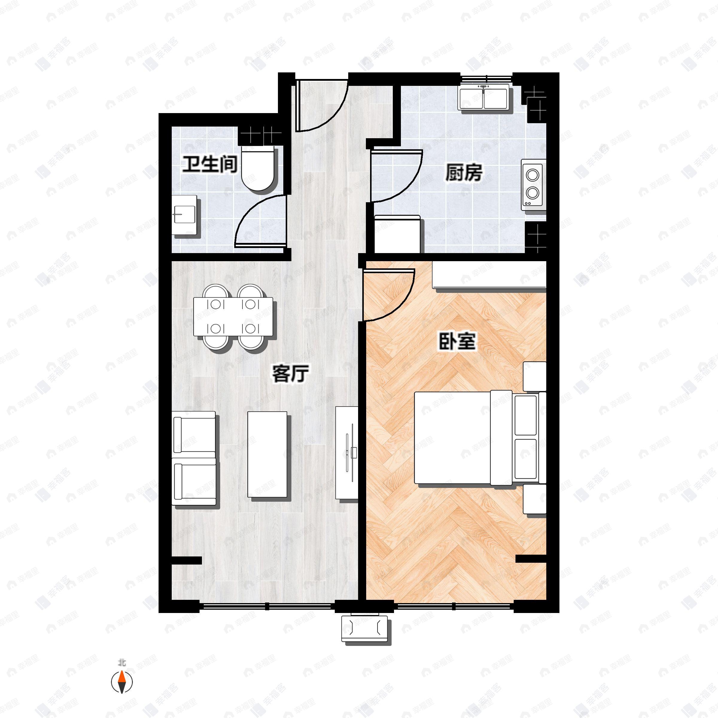 和悦璞云1室1厅1卫户型图