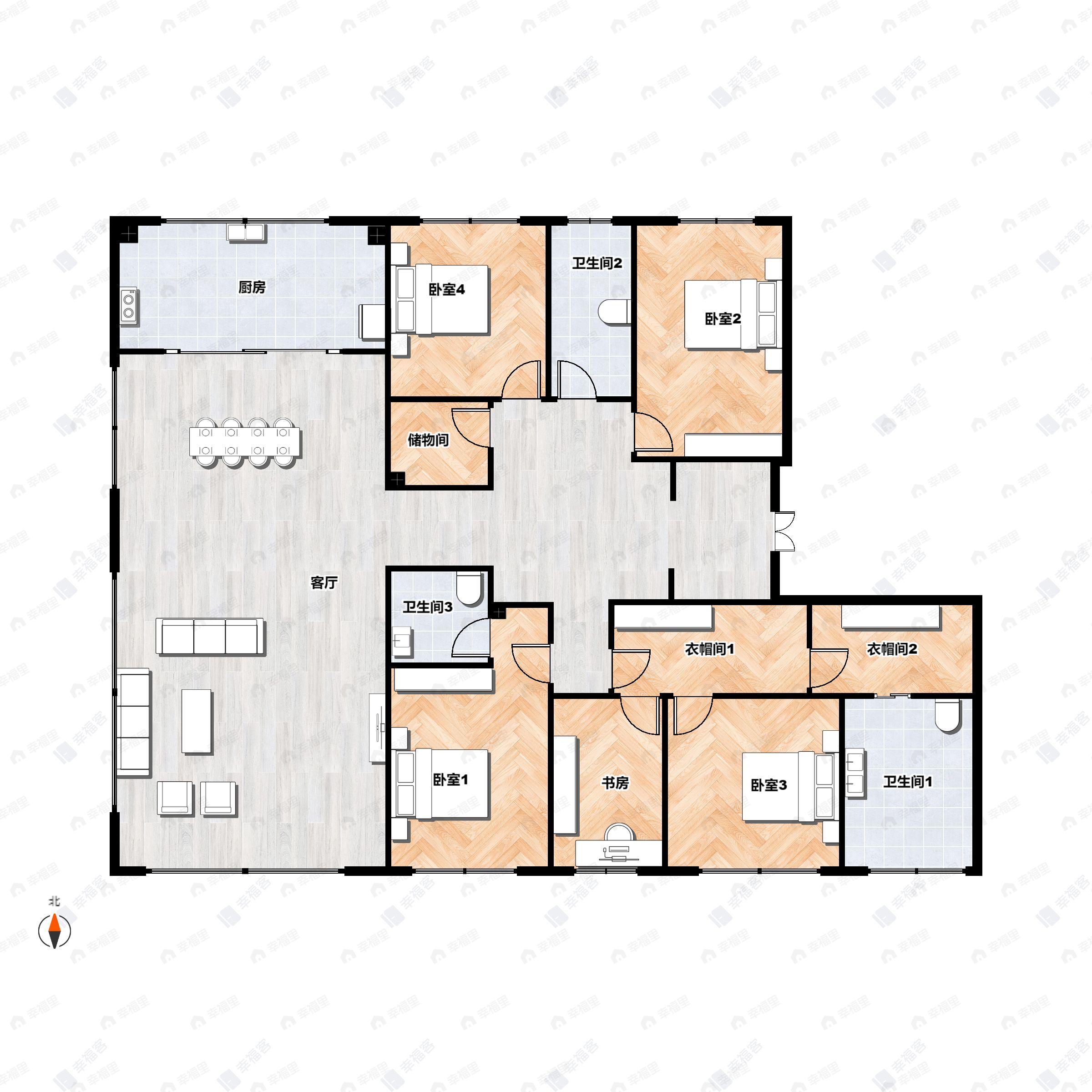 石榴春和景明4室2厅3卫户型图