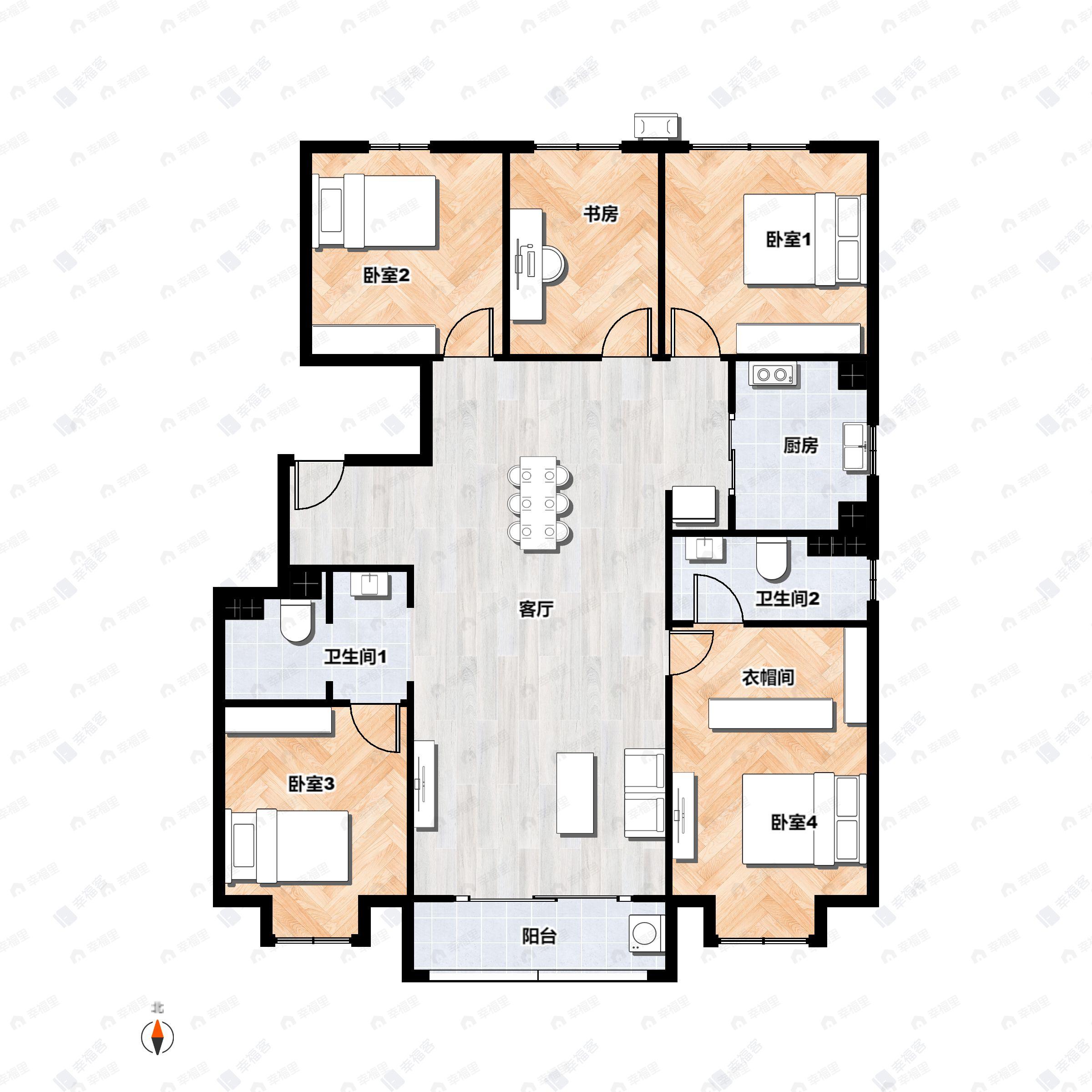 5室2厅2卫建面140平北|南|东户型图