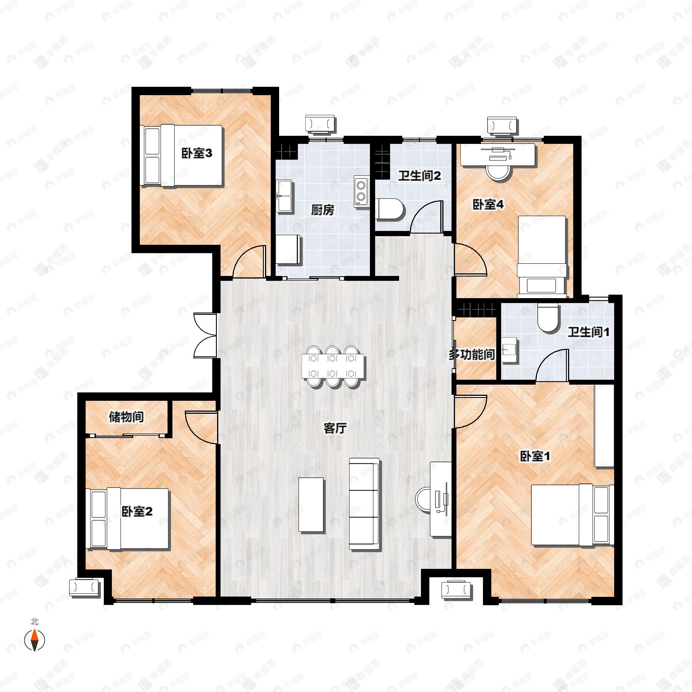 4室2厅2卫建面139平户型图