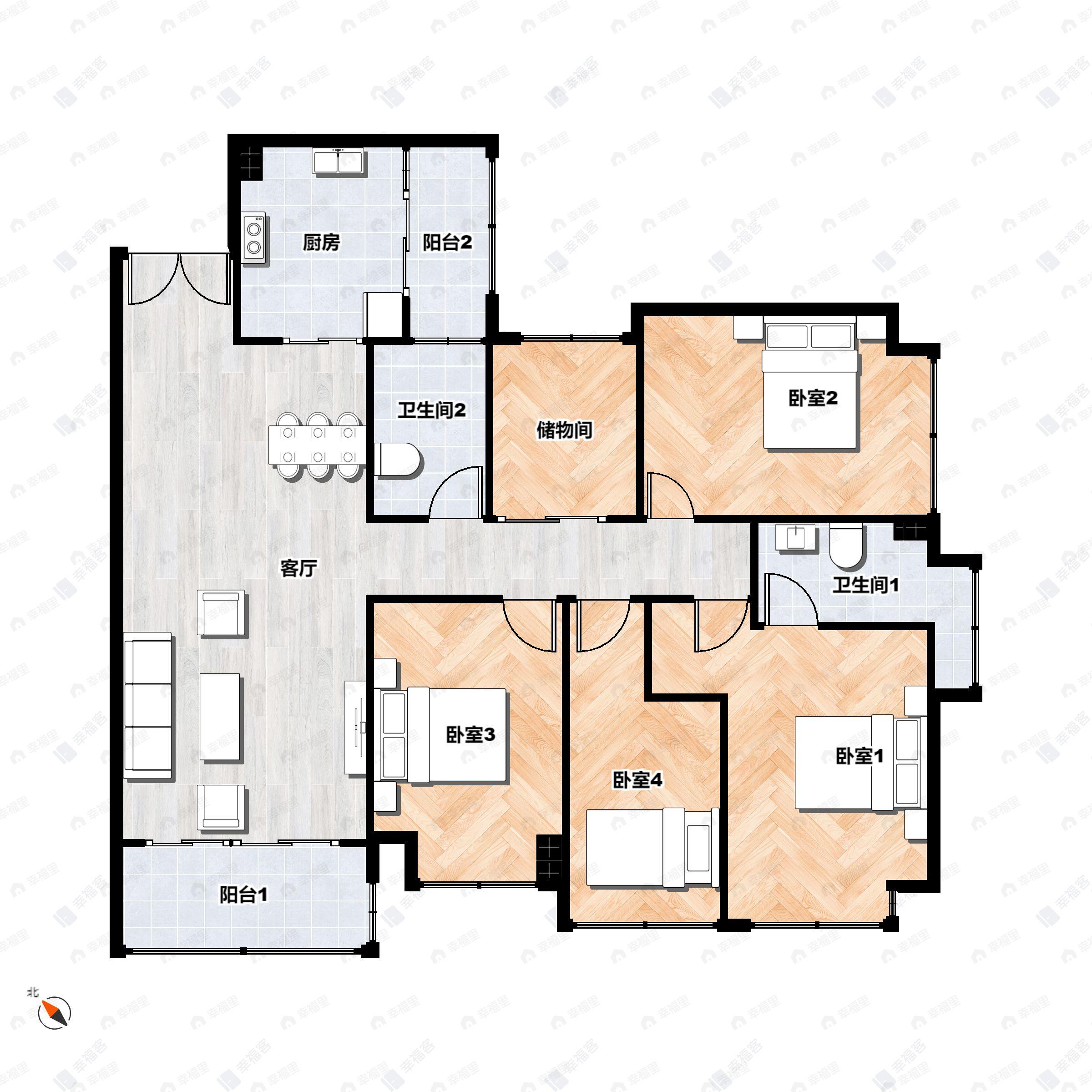 新世界云耀5室2厅2卫户型图