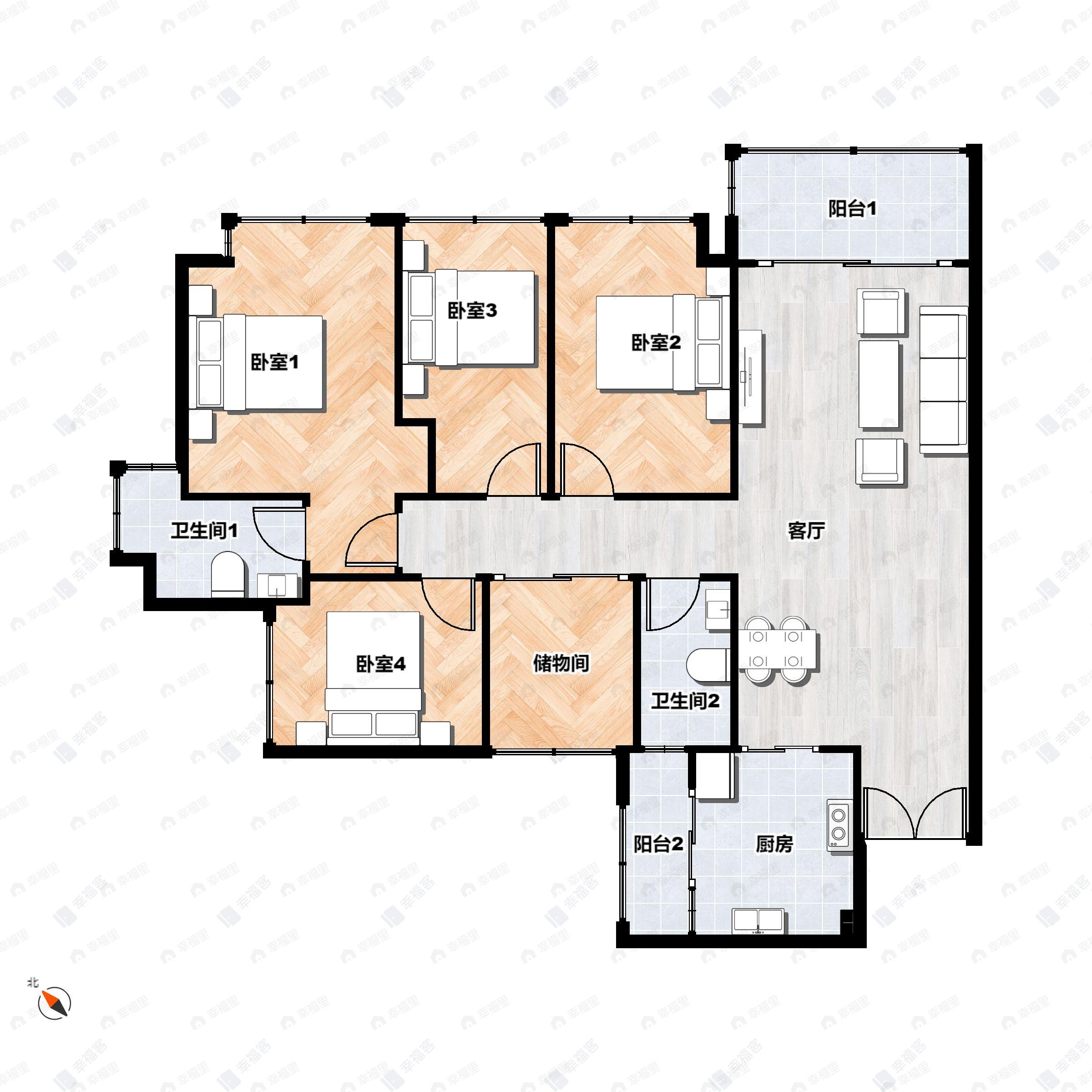新世界云耀5室2厅2卫户型图