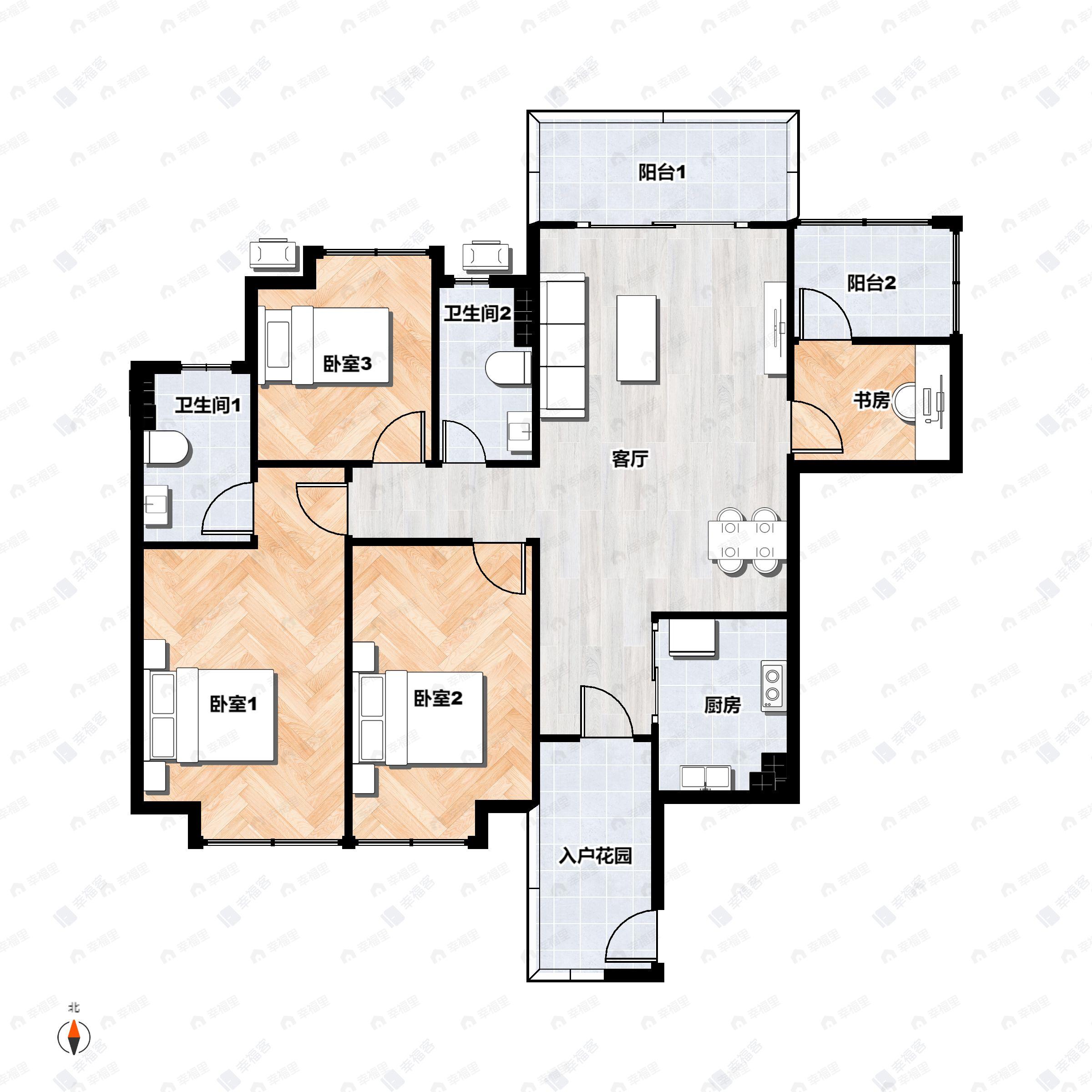 4室2厅2卫建面119平户型图