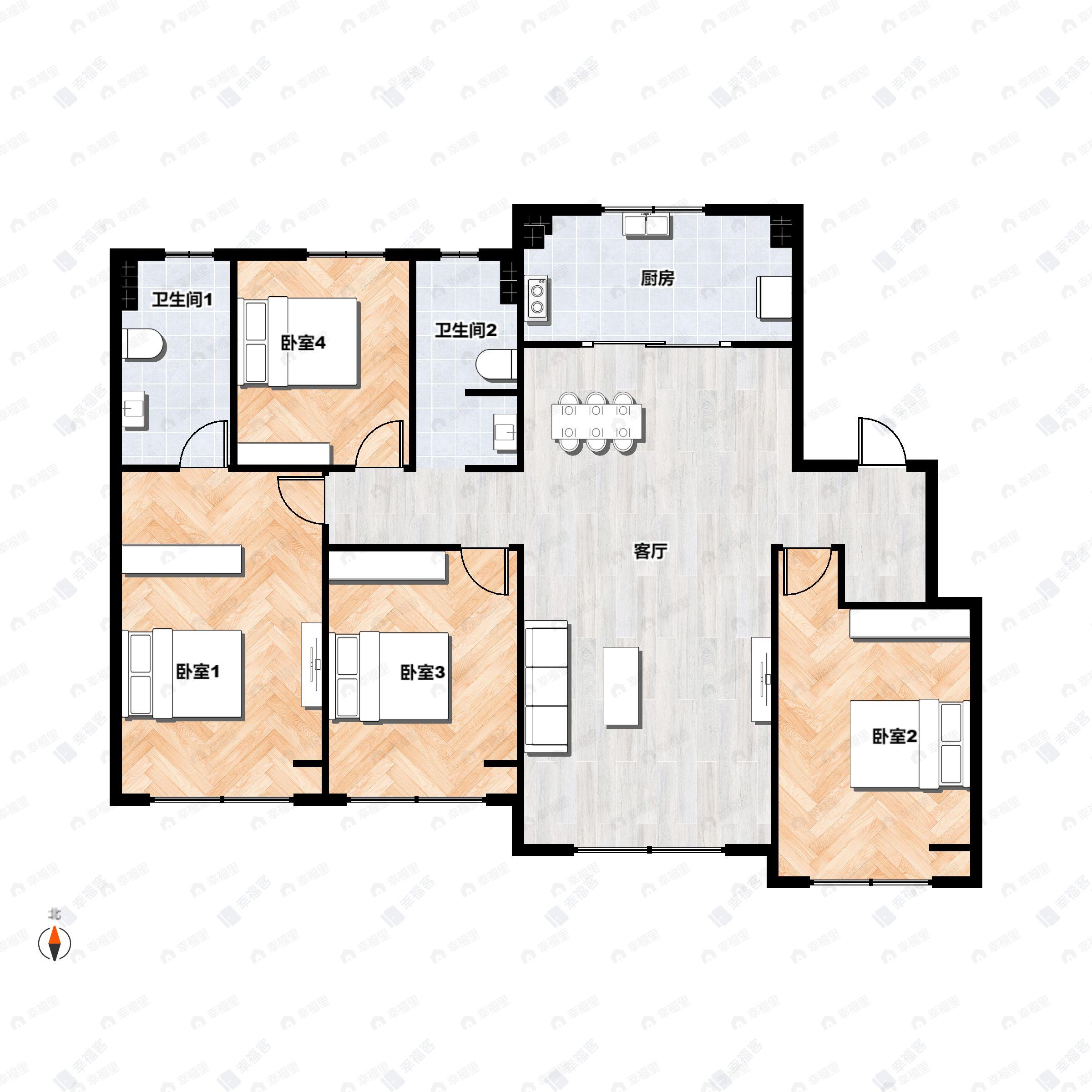 4室2厅2卫建面143平户型图