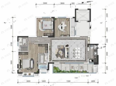 朗诗乐府3室2厅2卫户型图