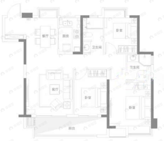 赣电贵府3室2厅2卫户型图