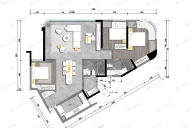 香港置地启元3室2厅2卫户型图