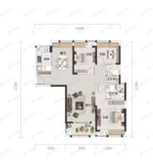 鹏湖湾3室2厅2卫户型图