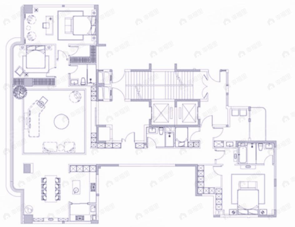 德商迎晖天玺商办4室2厅3卫户型图