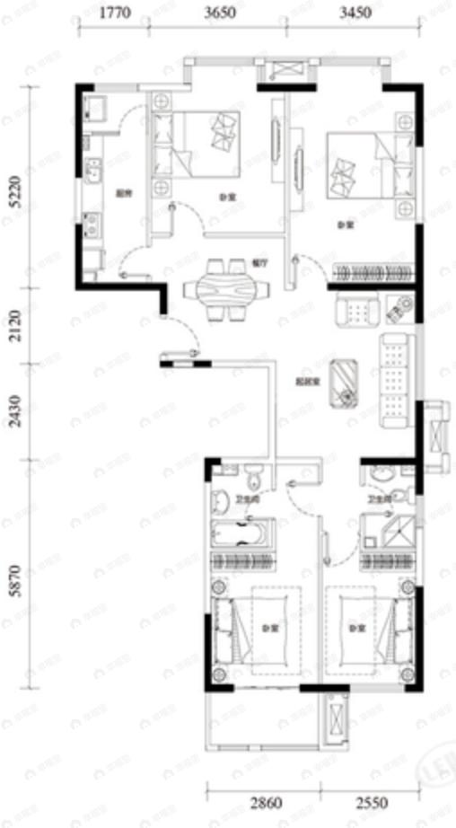 紫金印象4室2厅2卫户型图