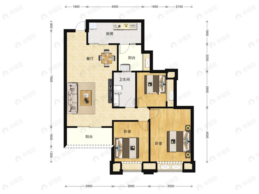恒大麓山湖3室2厅2卫户型图