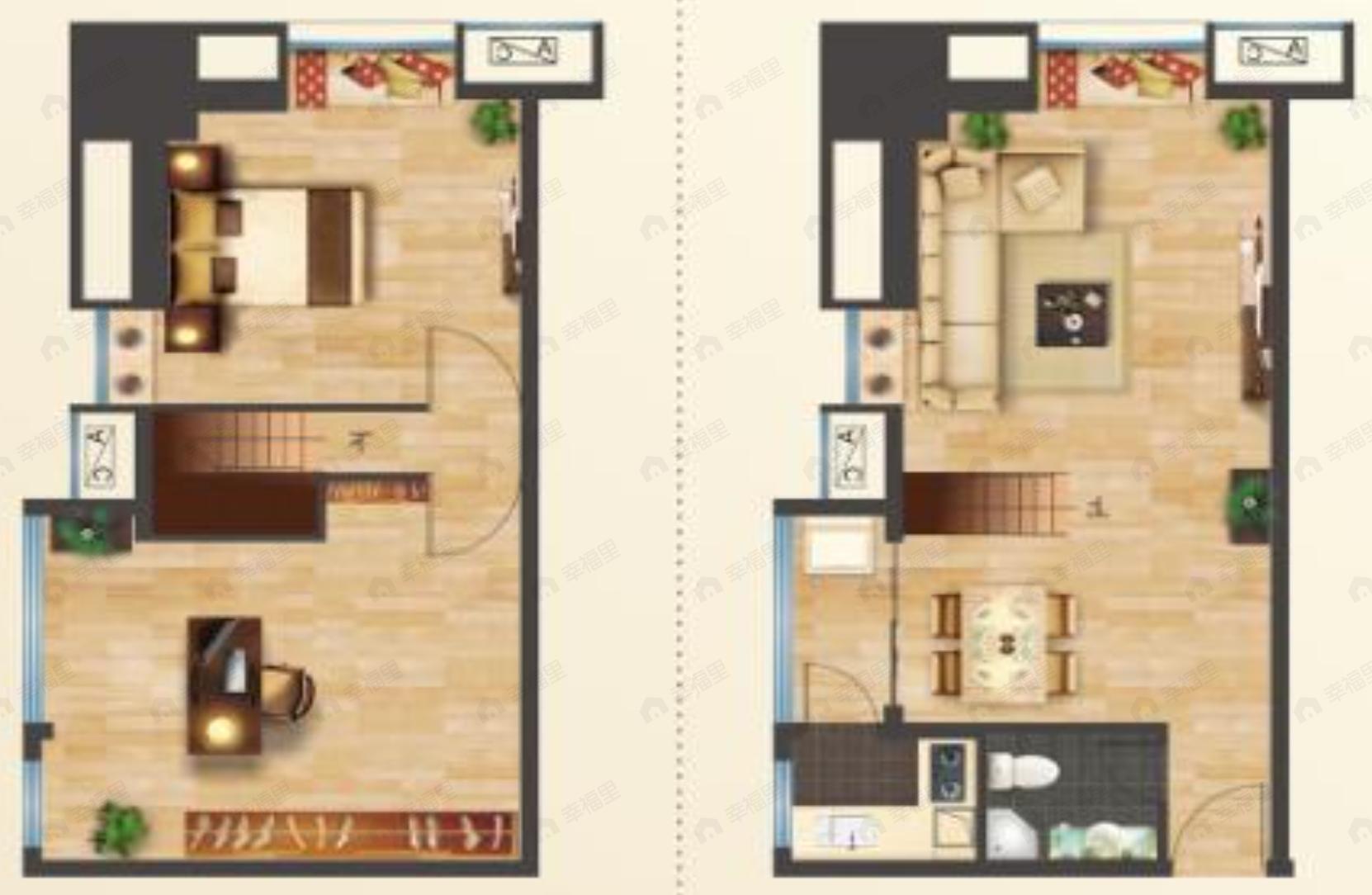 国王的公寓2室2厅1卫户型图