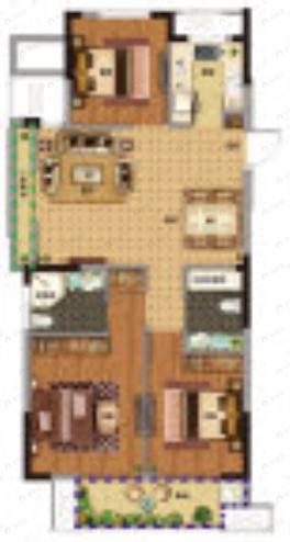 3室2厅2卫建面103平南户型图