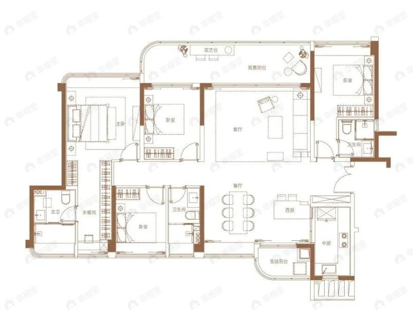 星河东悦湾4室2厅3卫户型图