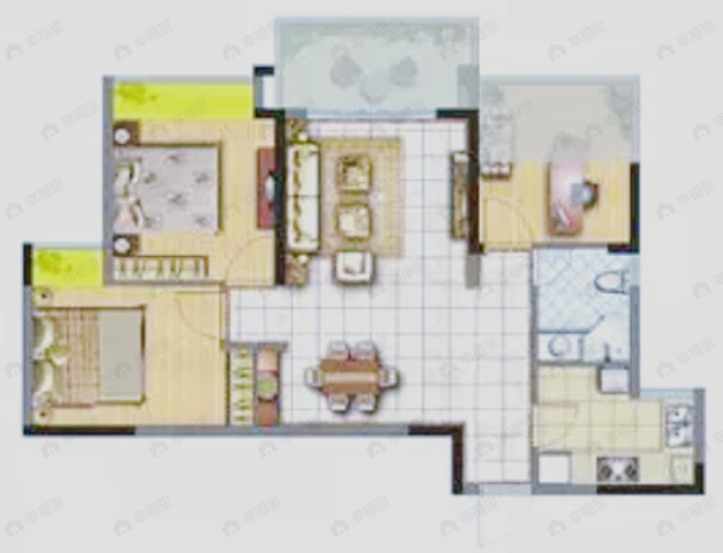 格林城市花园3室2厅1卫户型图