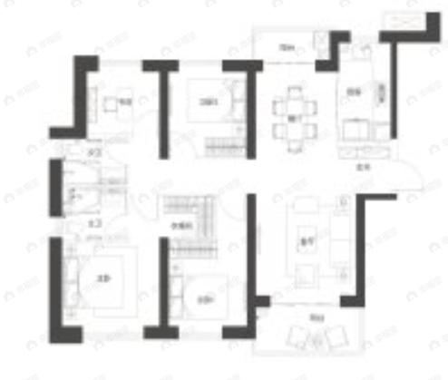 东湖金茂府4室2厅2卫户型图