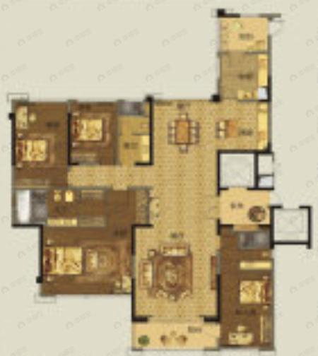 4室2厅3卫建面229平户型图