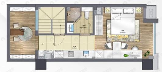 3室2卫建面48平户型图