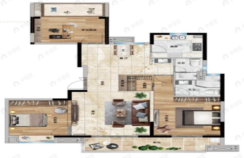中建壹品澜荟3室2厅2卫户型图