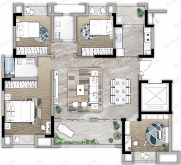 奥园玺樾东方4室2厅2卫户型图