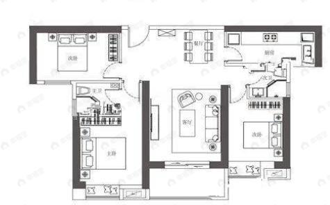 恒韵府3室2厅2卫户型图