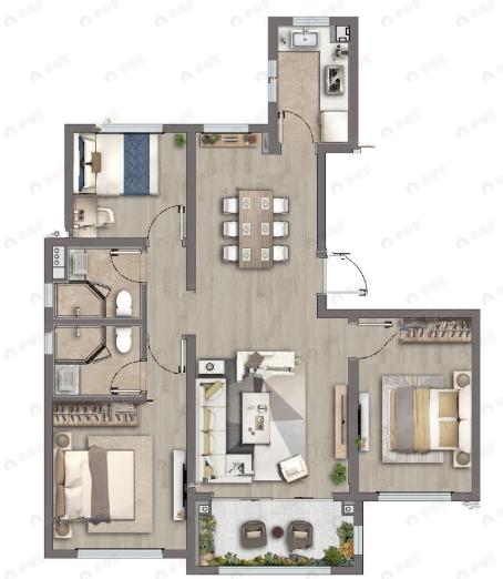 宝华颛桥紫薇花园3室2厅2卫户型图