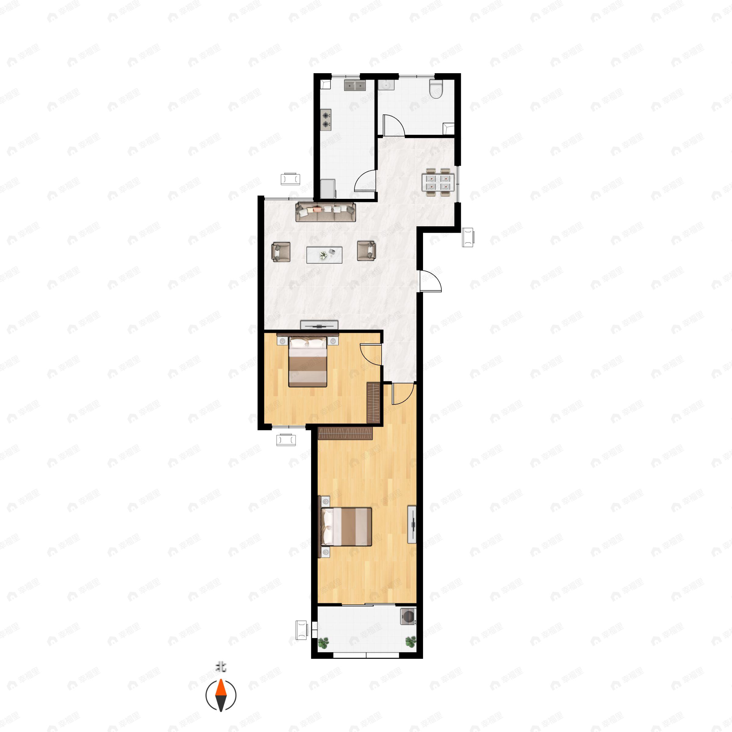 2室2厅1卫建面93平户型图