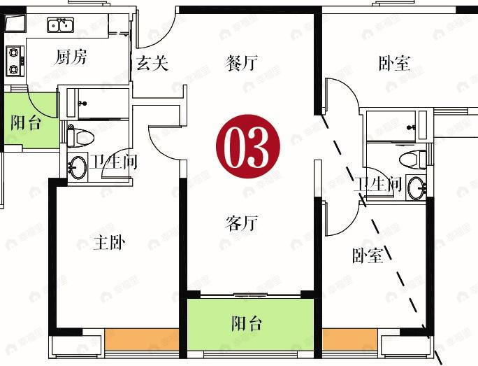 中海雍景熙岸3室2厅2卫户型图
