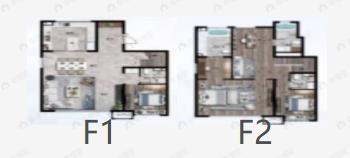 4室2厅4卫建面182平北|南户型图