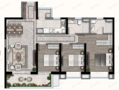 中海寰宇天下3室2厅2卫户型图