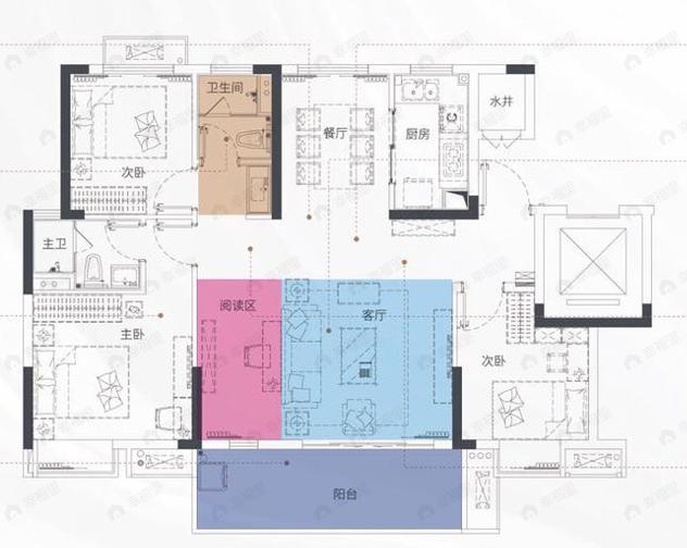 海伦堡中奥玖悦府3室2厅2卫户型图