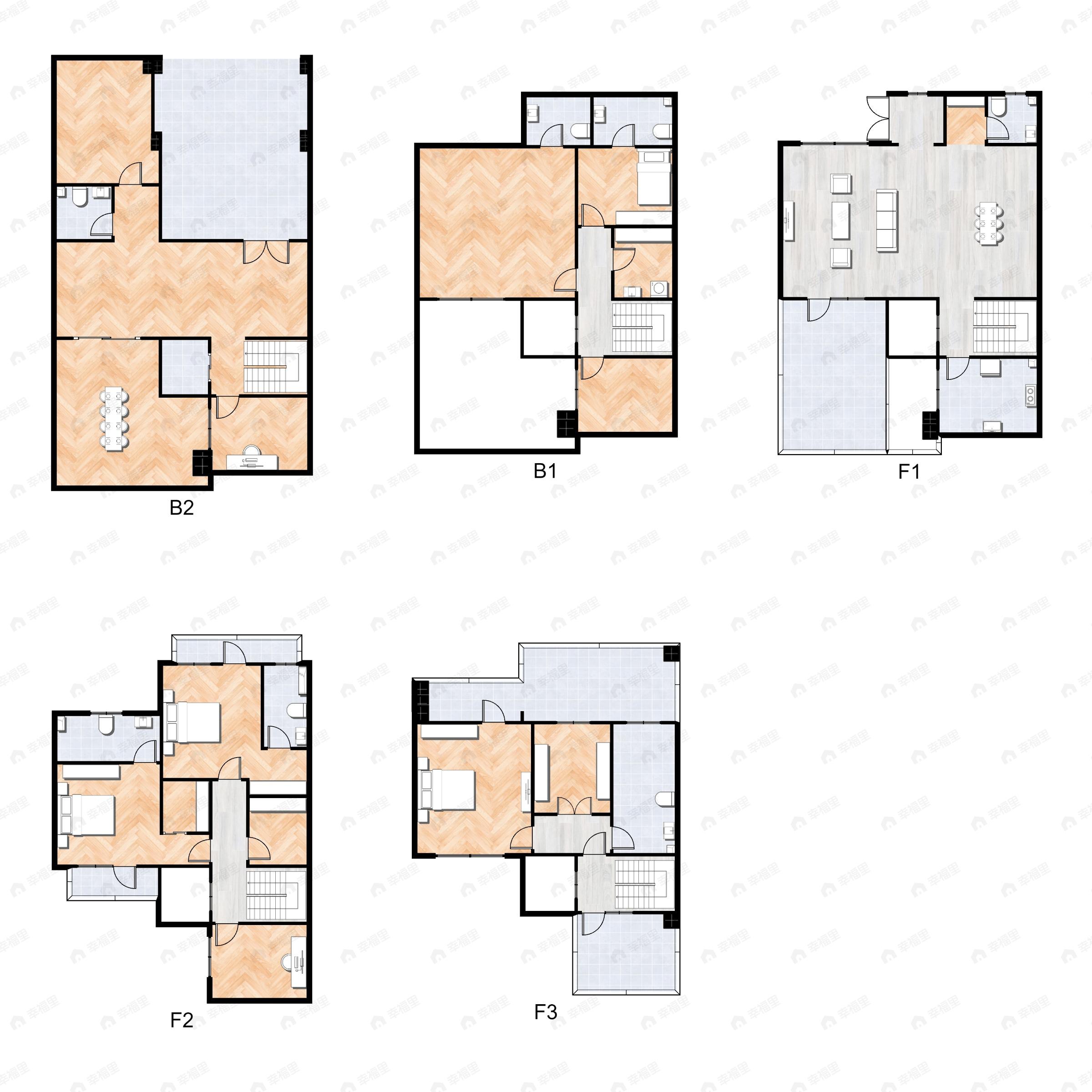 7室4厅7卫建面288平北|南户型图