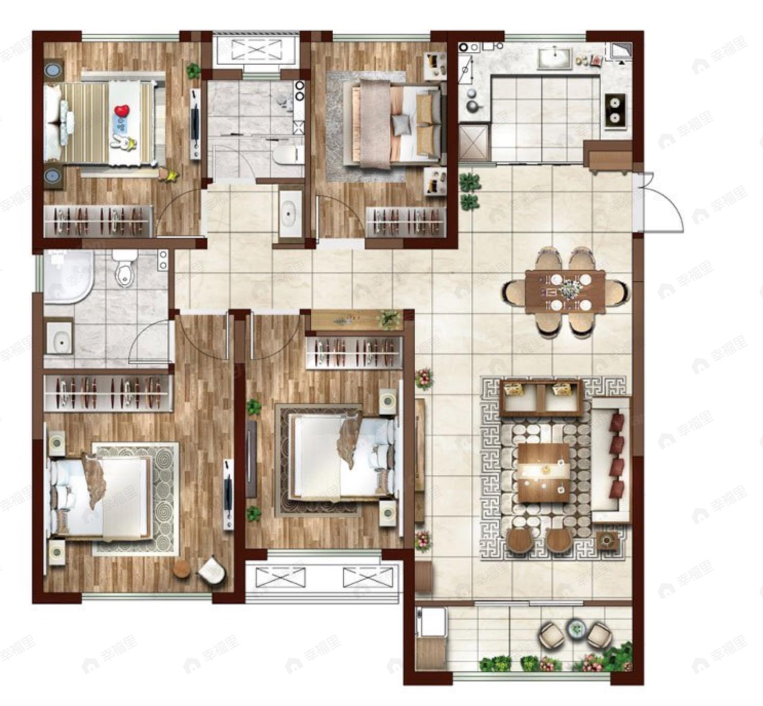 兰州中央公园4室2厅2卫户型图