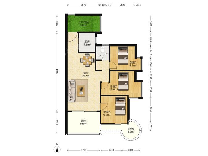 整租·中天彩虹城南区