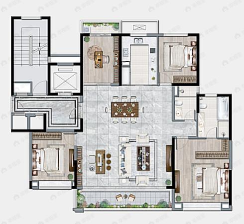 远洋万和云著4室2厅2卫户型图