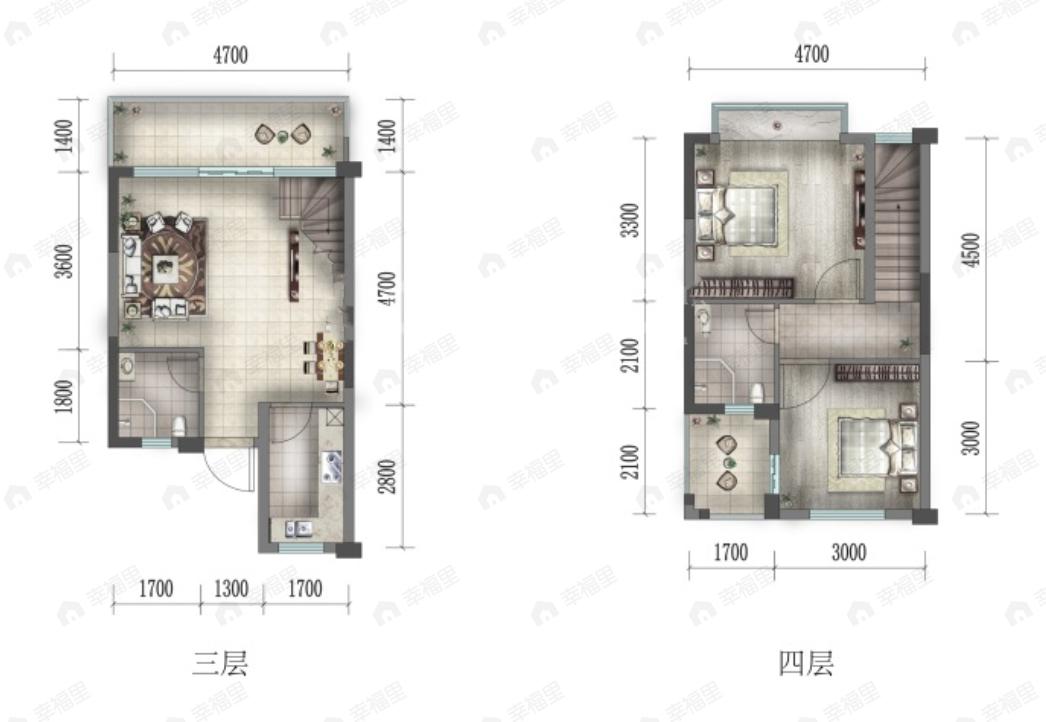 福星惠誉青城府2室2厅2卫户型图