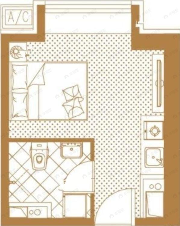 南华中环广场1室1厅1卫户型图