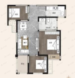 商都阜园3室2厅1卫户型图