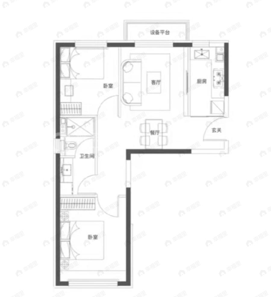 峯范北京2室2厅1卫户型图