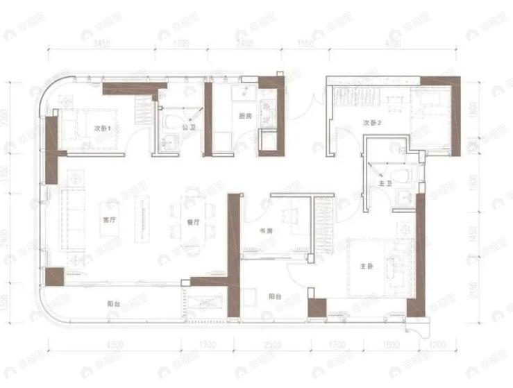 东海富汇豪庭4室2厅2卫户型图