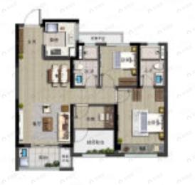 金科中南未来都会3室2厅2卫户型图