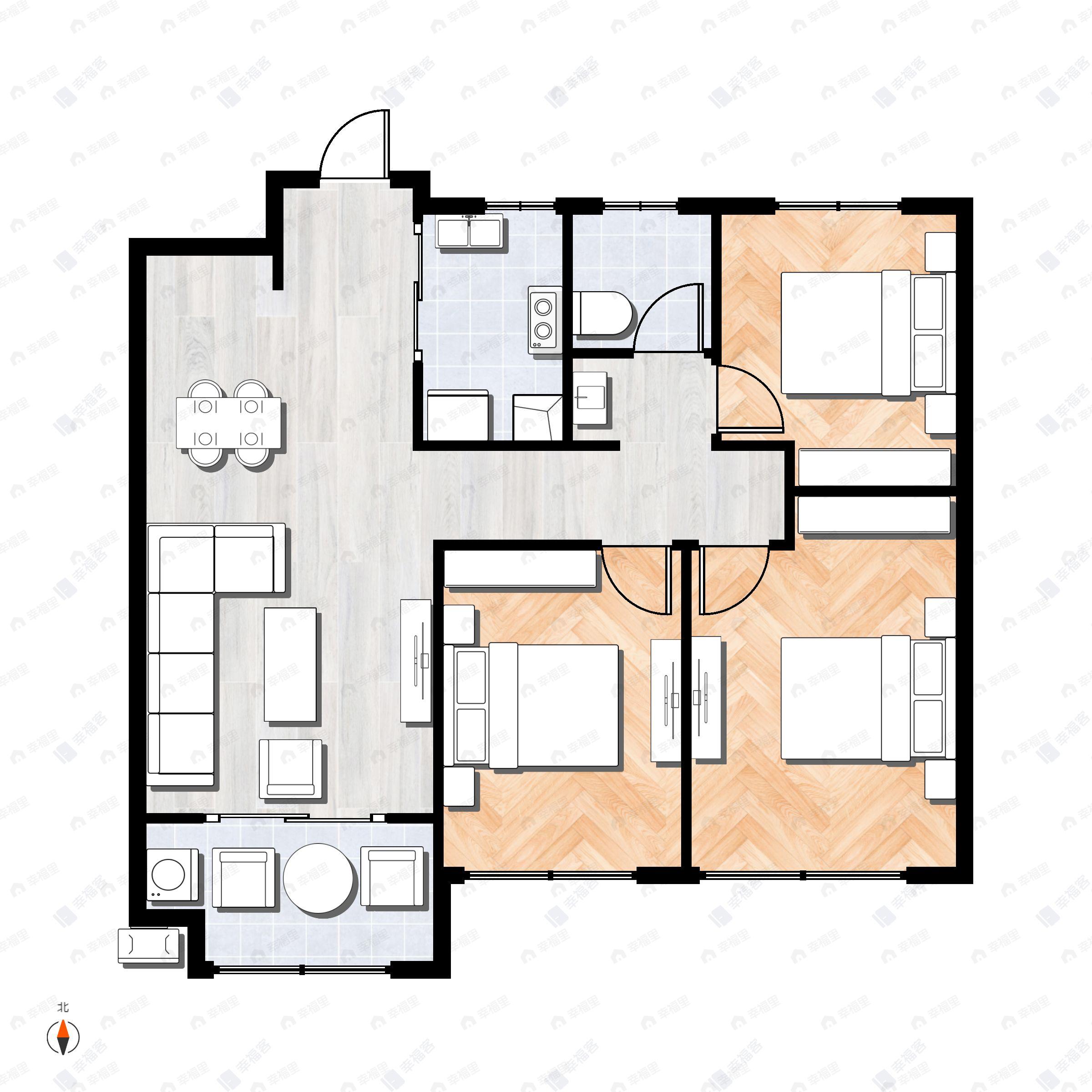 春江明月塘前3室2厅1卫户型图