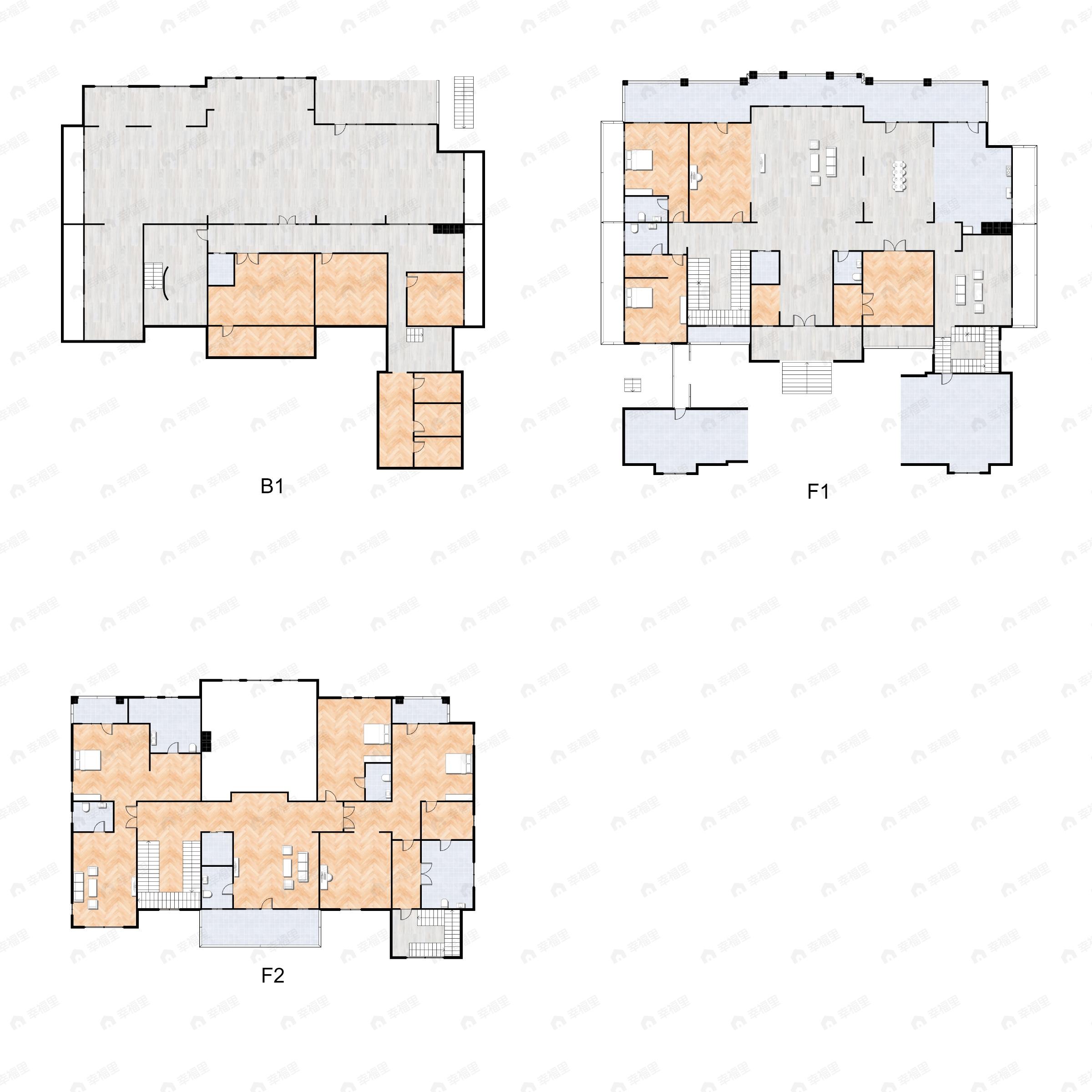 6室5厅6卫建面1500平南|北户型图