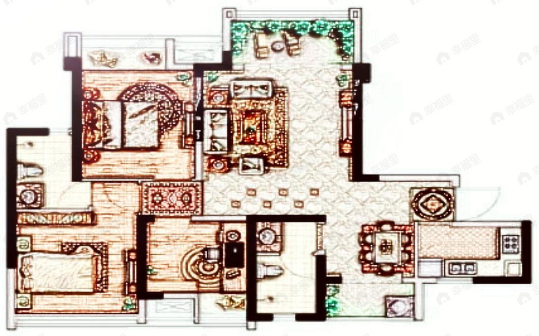 奥园棠玥府3室2厅2卫户型图