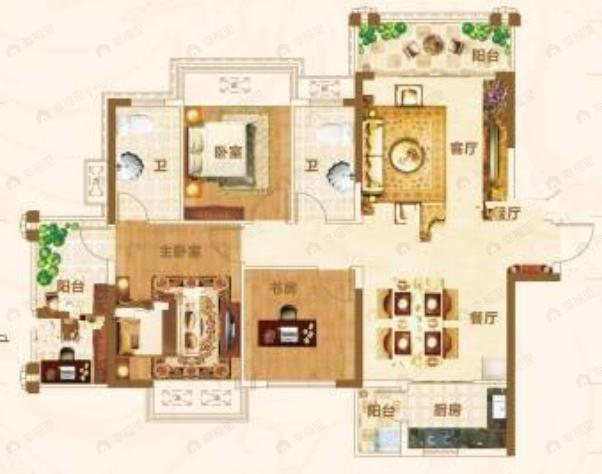 威宁首府德逸园3室2厅2卫户型图