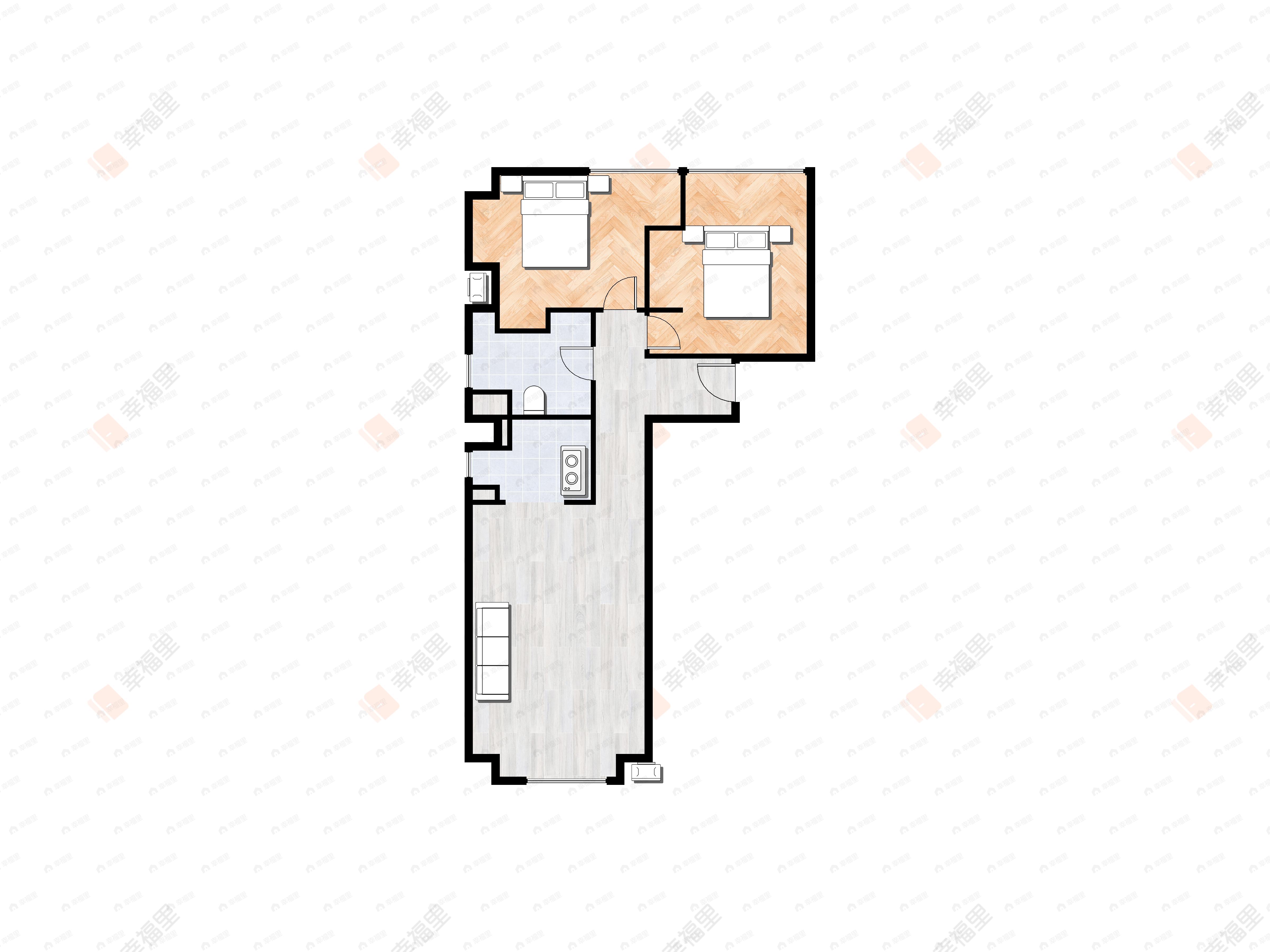 2室2厅1卫建面124平南|北户型图