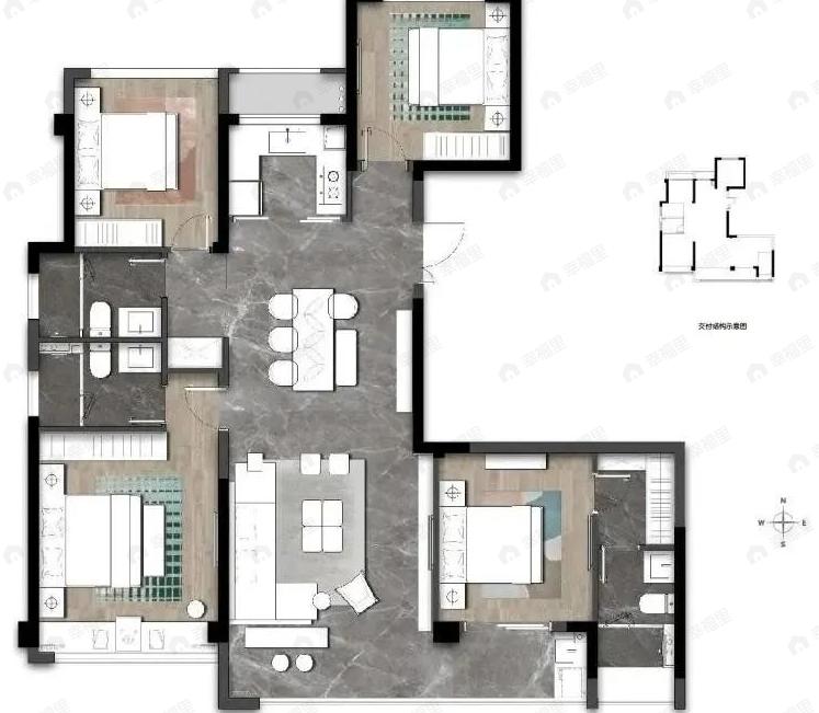 国鸿都会中心4室2厅3卫户型图